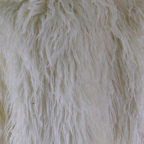 White Vintage Shagg Crop Jacket, Faux Fur with Zip Front - Picture 5 of 5